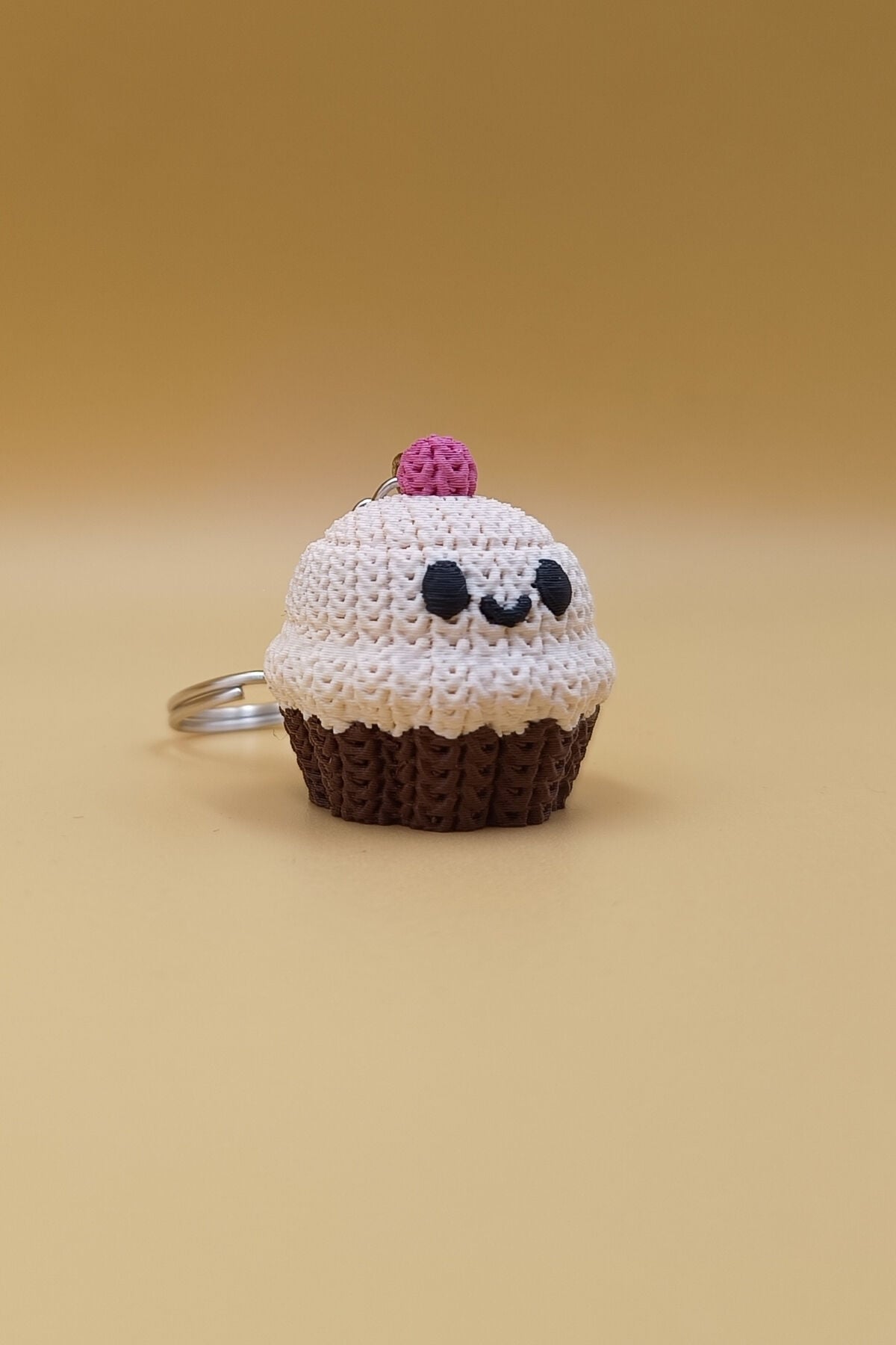 Örgü Desenli Cupcake Anahtarlık (Plastik)