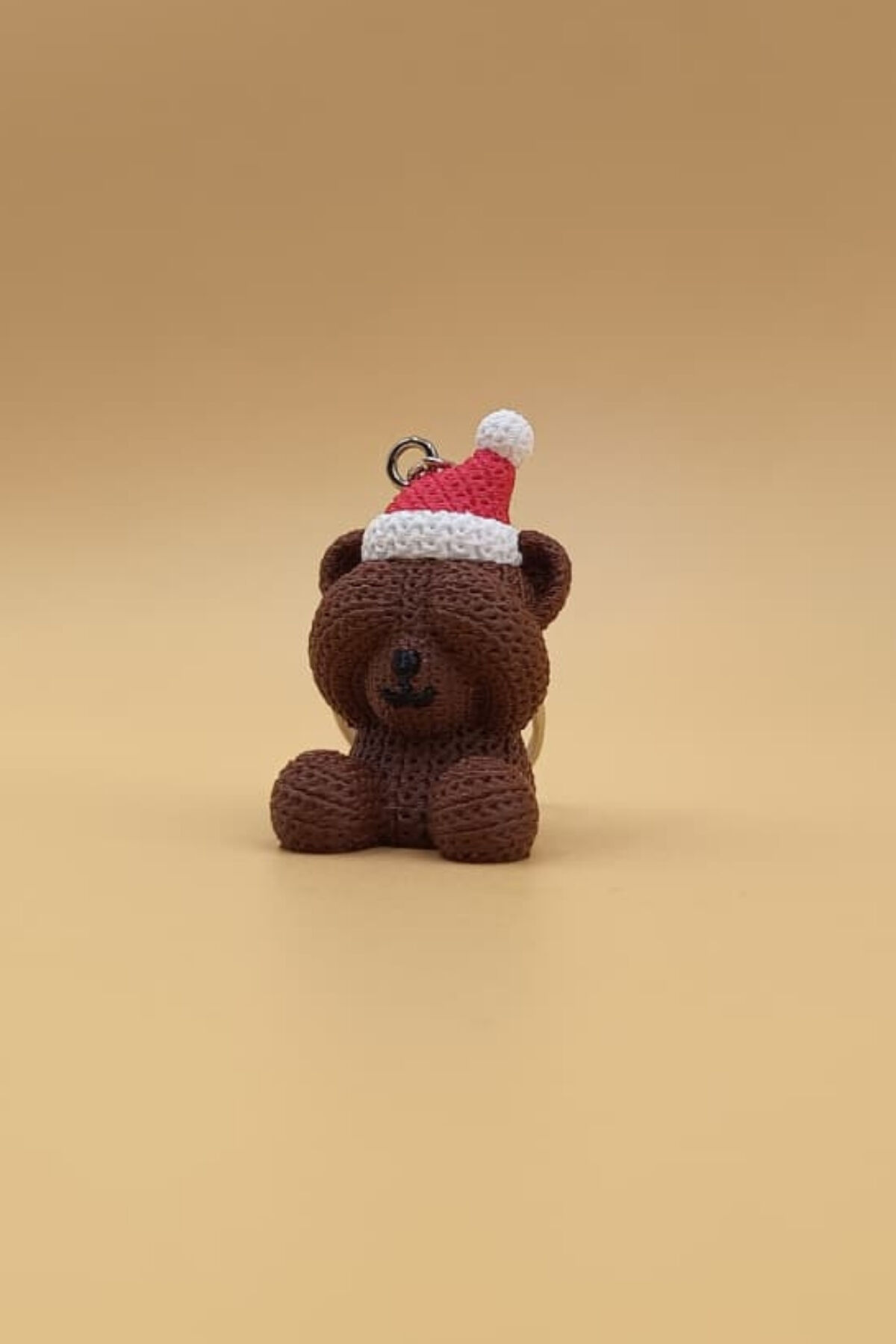 Örgü Desenli Noel Ayıcık Anahtarlık (Plastik)