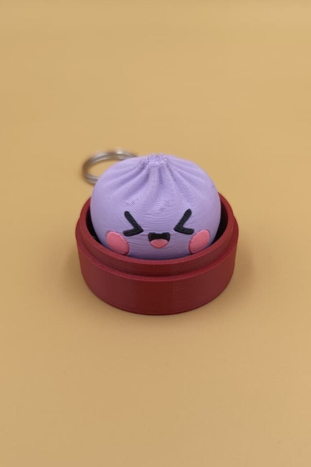Clickerlı Sevimli  Bao Bun Çin Mantısı Anahtarlık (Plastik)-  Çanta Süsü Charm