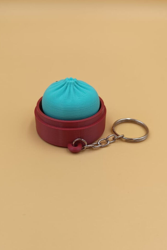 Clickerlı Sevimli  Bao Bun Çin Mantısı Anahtarlık (Plastik)-  Çanta Süsü Charm Turkuaz