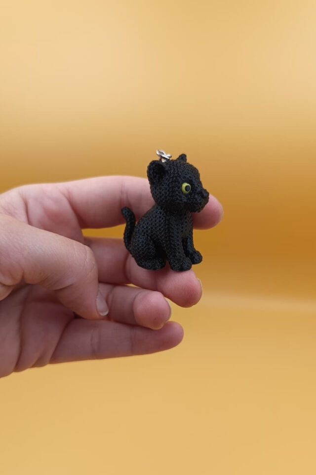 Örgü Desenli Panter Anahtarlık (Plastik)-  Çanta Süsü Charm