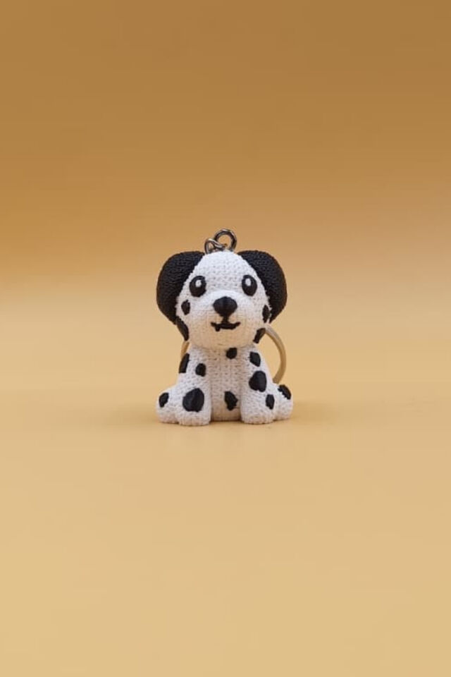 Örgü Desenli Dalmaçyalı Köpek Anahtarlık (Plastik)