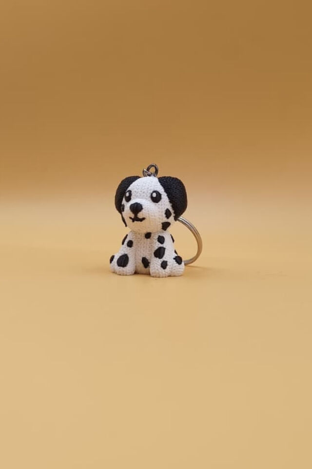 Örgü Desenli Dalmaçyalı Köpek Anahtarlık (Plastik)