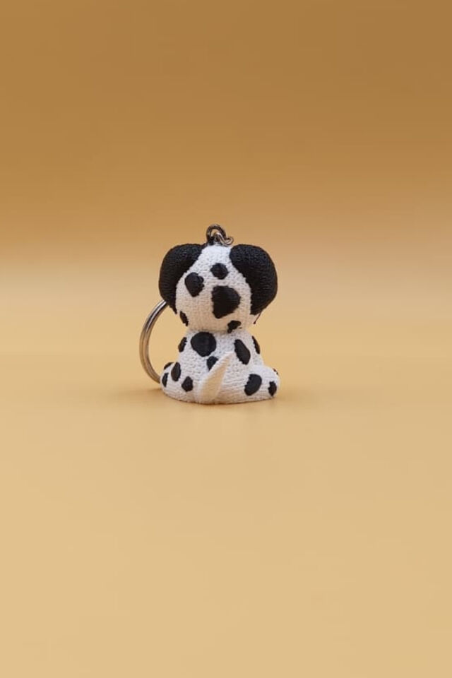 Örgü Desenli Dalmaçyalı Köpek Anahtarlık (Plastik)