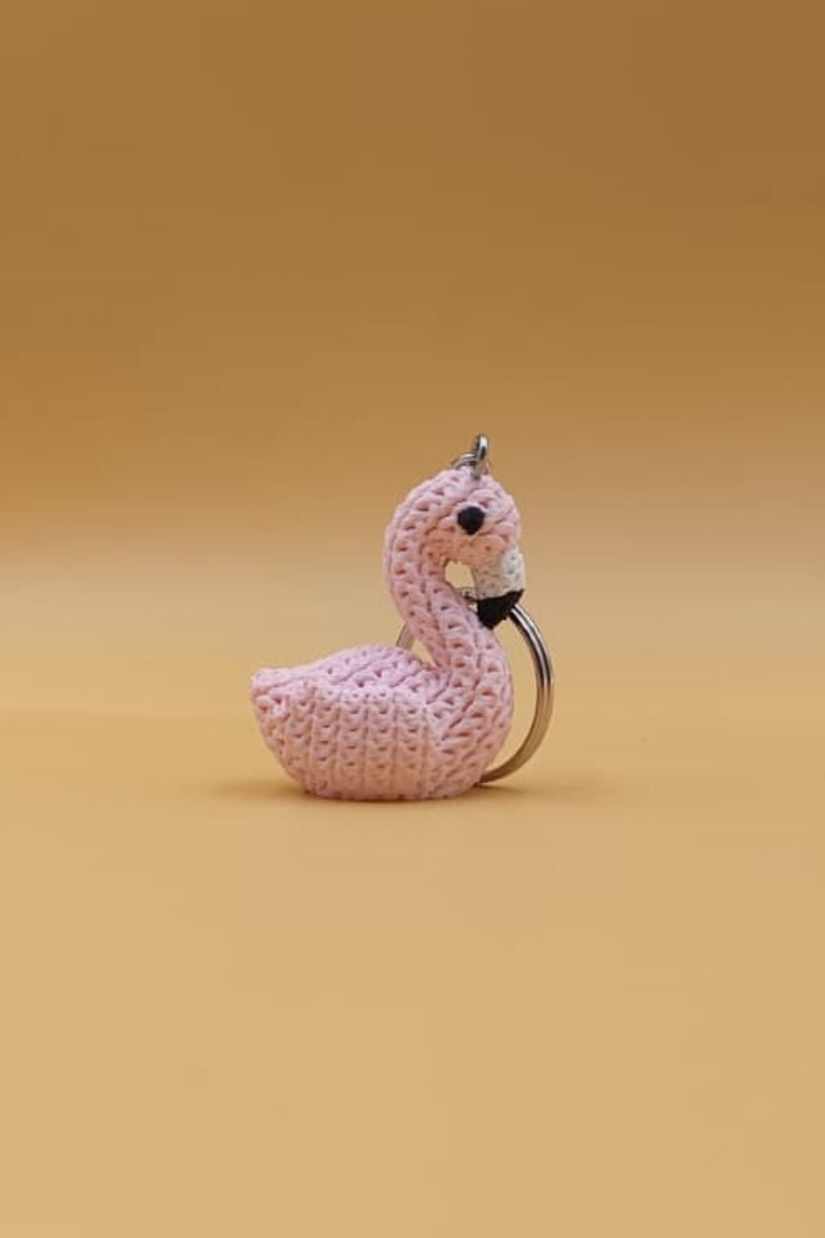 Örgü Desenli Flamingo Anahtarlık (Plastik)