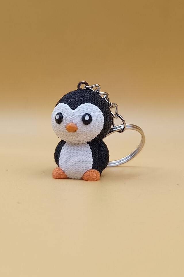 Örgü Desenli Penguen Anahtarlık (Plastik)