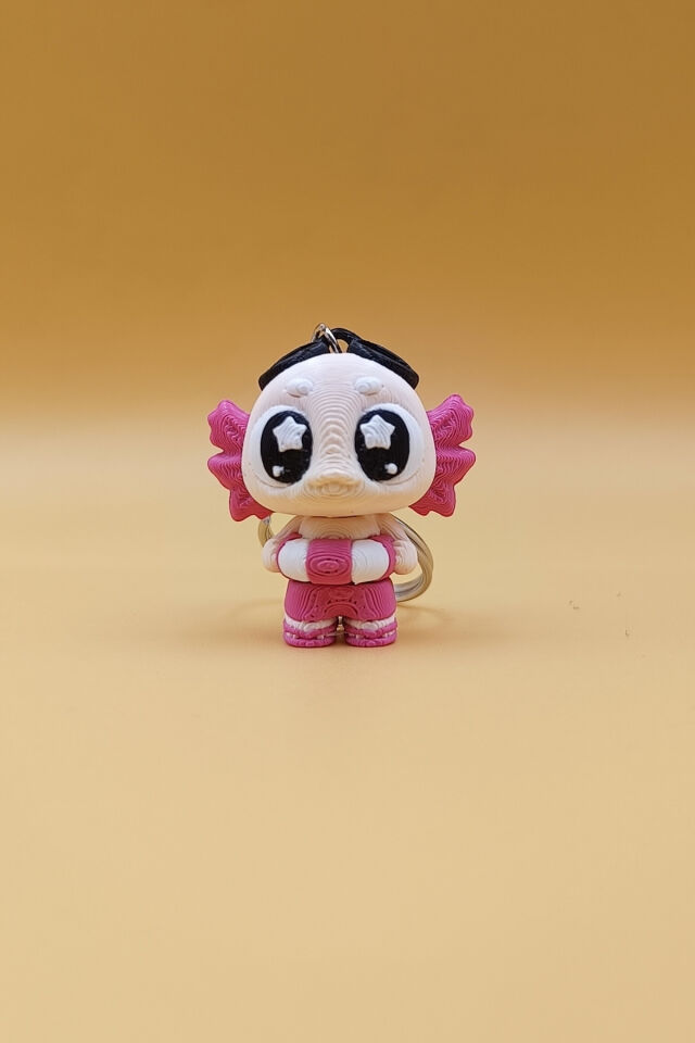 Yıldız Göz Axolotl Anahtarlık - Hareketli Anahtarlık Çanta Süsü Charm