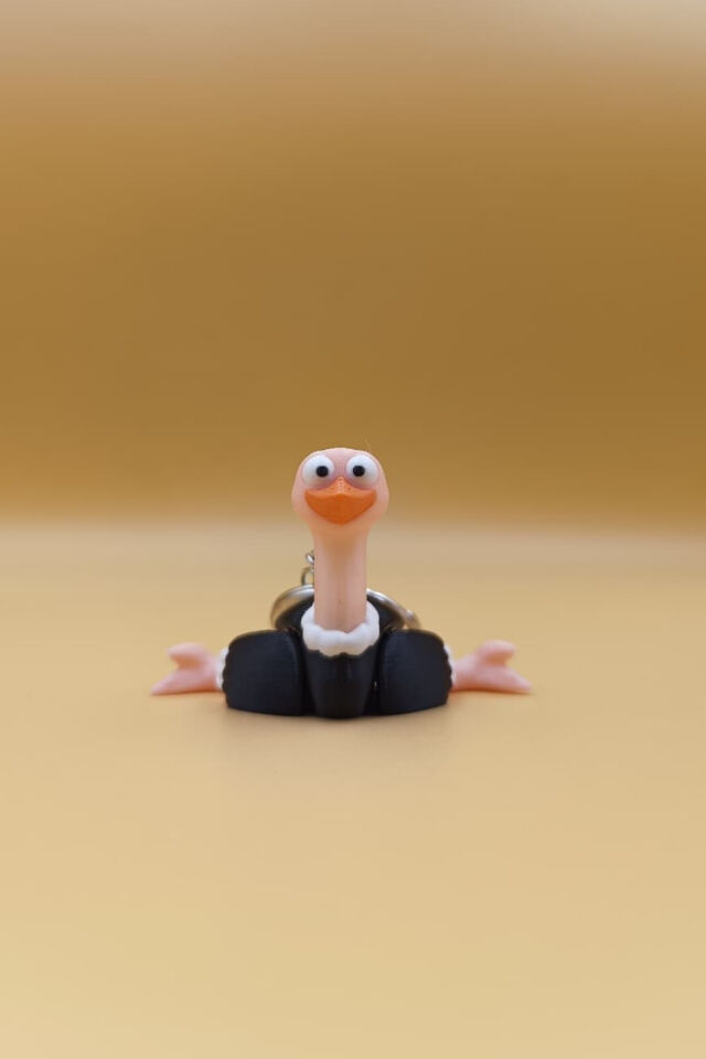Hareketli Deve Kuşu Figürlü Anahtarlık - Hareketli Anahtarlık Çanta Süsü Charm Çok Renkli