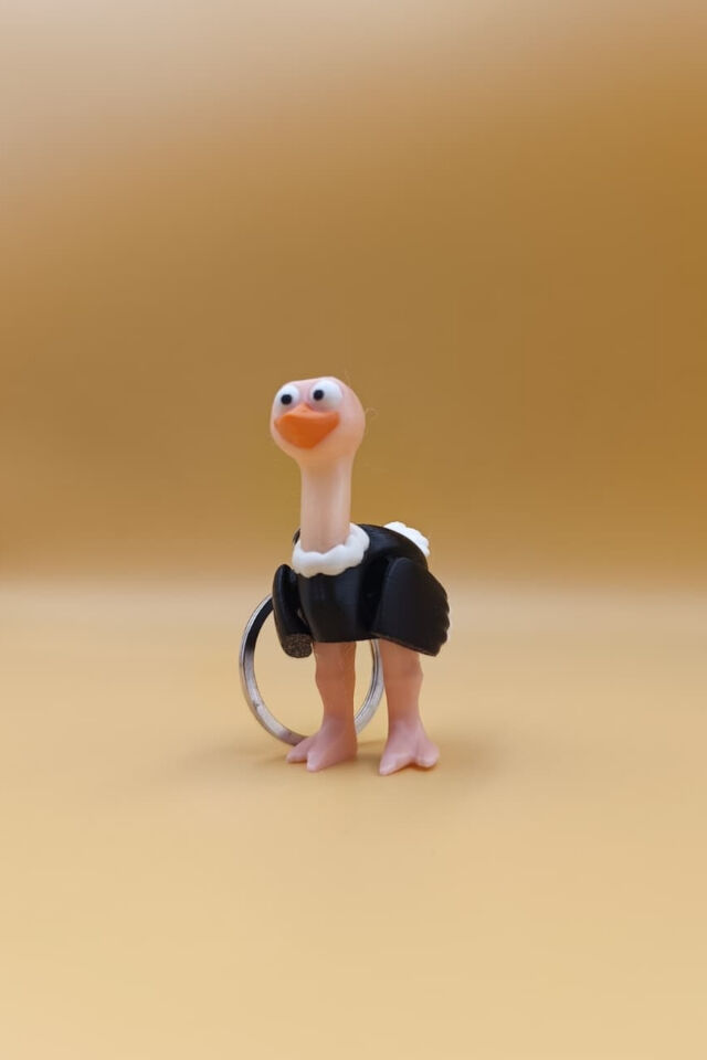 Hareketli Deve Kuşu Figürlü Anahtarlık - Hareketli Anahtarlık Çanta Süsü Charm Çok Renkli