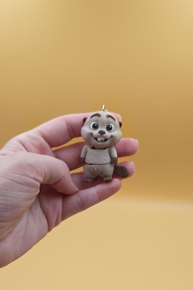 Hareketli Sevimli Kunduz Anahtarlık(6CM) - Hareketli Anahtarlık Çanta Süsü Charm