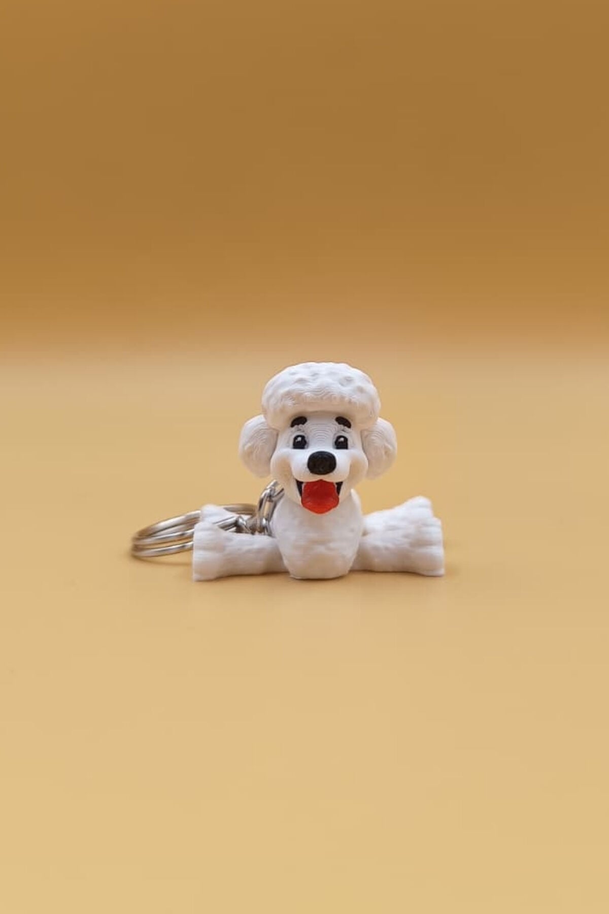 Hareketli Sevimli Beyaz Poodle (Kaniş) Köpek Figürlü Anahtarlık Çanta Süsü Charm