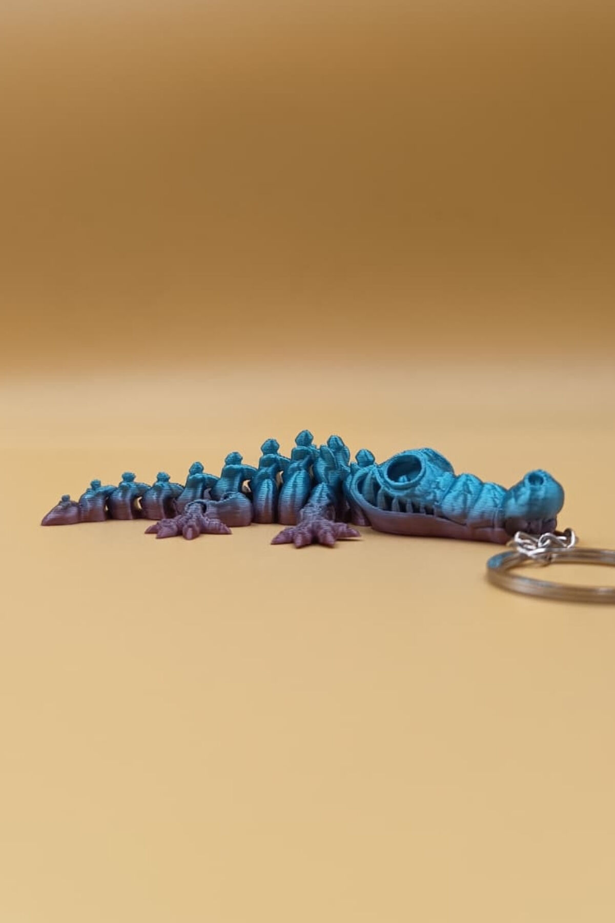 Hareketli Renk Geçişli Timsah Anahtarlık(Büyük Boy:12CM) - Hareketli Anahtarlık Çanta Süsü Charm Mavi