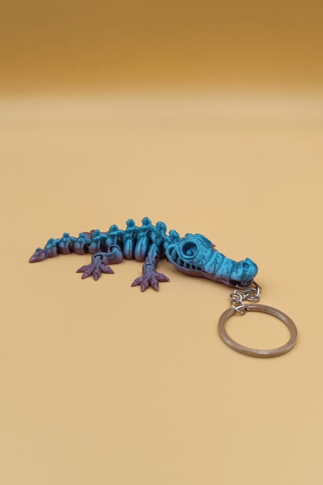 Hareketli Renk Geçişli Timsah Anahtarlık(Büyük Boy:12CM) - Hareketli Anahtarlık Çanta Süsü Charm Mavi
