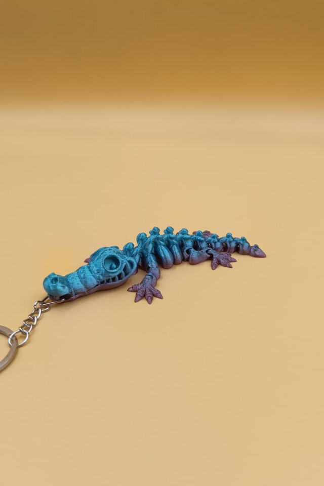 Hareketli Renk Geçişli Timsah Anahtarlık(Büyük Boy:12CM) - Hareketli Anahtarlık Çanta Süsü Charm Mavi