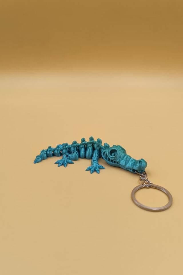 Hareketli Renk Geçişli Timsah Anahtarlık(Büyük Boy:12CM) - Hareketli Anahtarlık Çanta Süsü Charm Yeşil