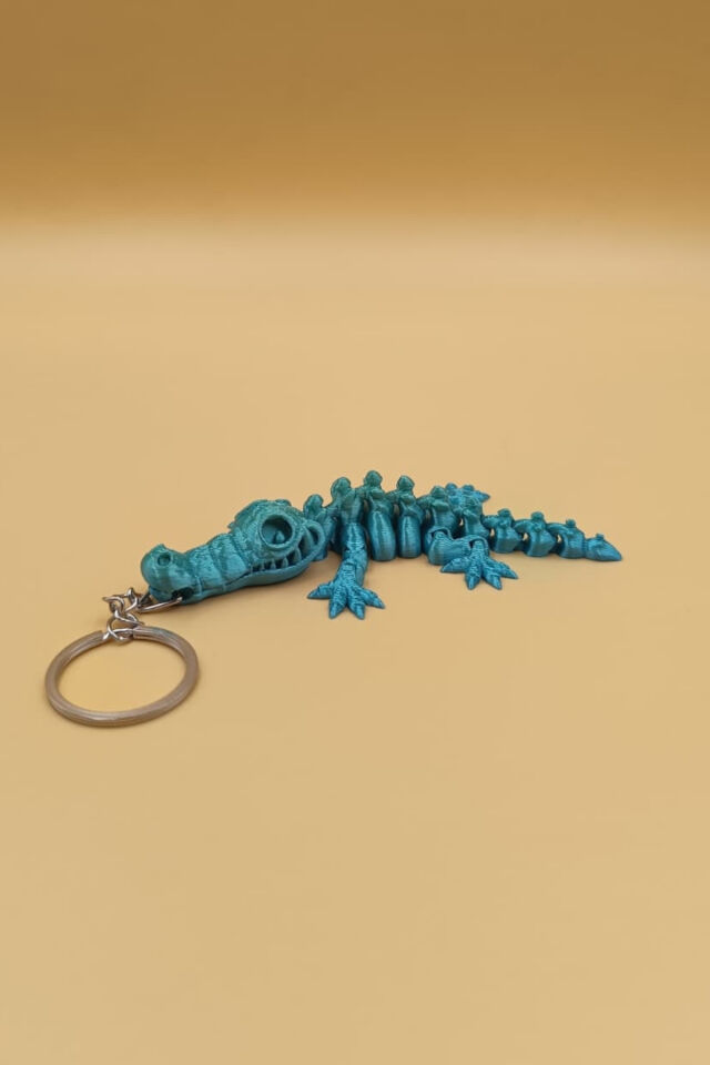Hareketli Renk Geçişli Timsah Anahtarlık(Büyük Boy:12CM) - Hareketli Anahtarlık Çanta Süsü Charm Yeşil