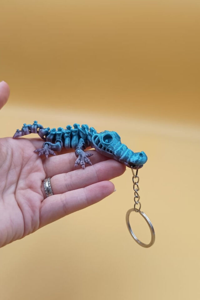 Hareketli Renk Geçişli Timsah Anahtarlık(Büyük Boy:12CM) - Hareketli Anahtarlık Çanta Süsü Charm Yeşil