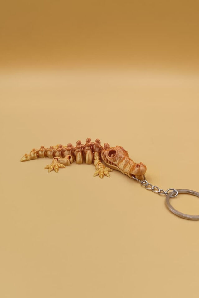 Hareketli Renk Geçişli Timsah Anahtarlık(Büyük Boy:12CM) - Hareketli Anahtarlık Çanta Süsü Charm Turuncu