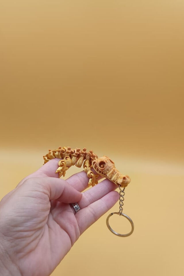 Hareketli Renk Geçişli Timsah Anahtarlık(Büyük Boy:12CM) - Hareketli Anahtarlık Çanta Süsü Charm Turuncu