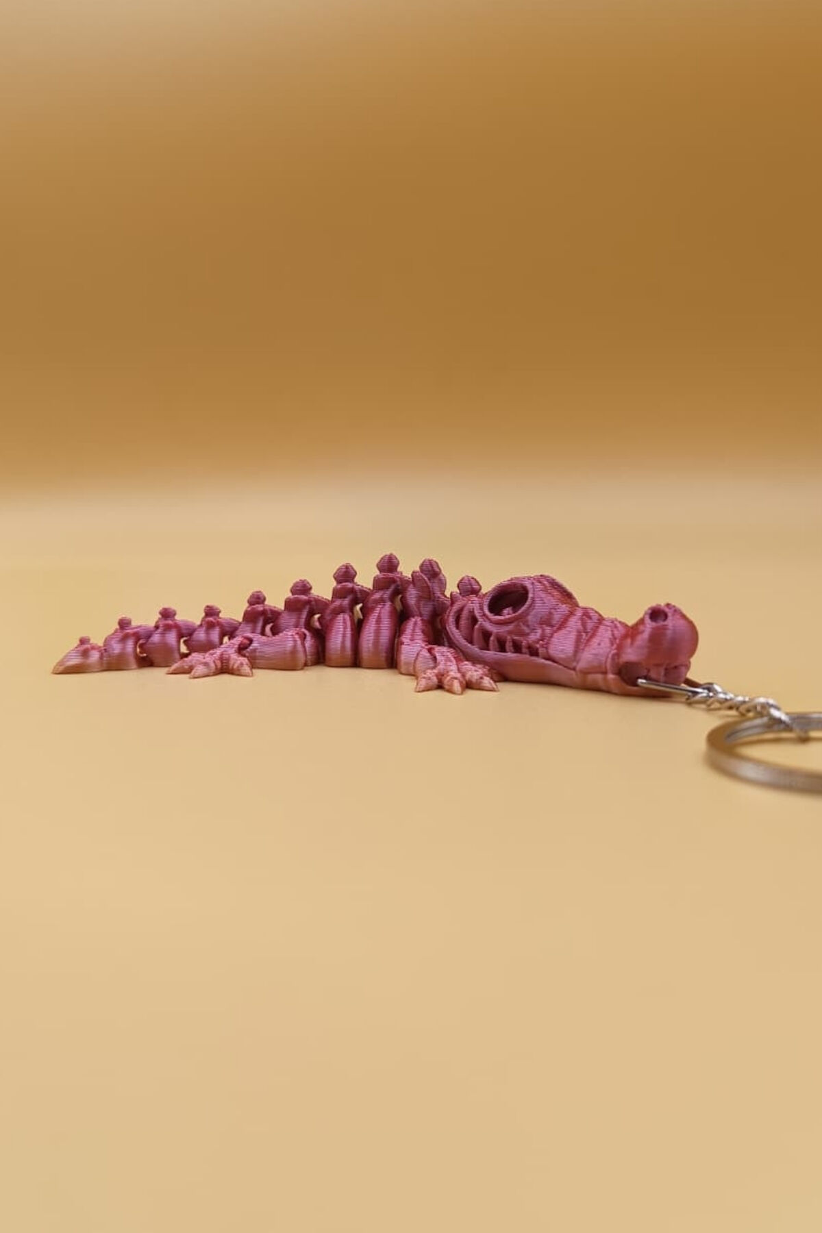 Hareketli Renk Geçişli Timsah Anahtarlık(Büyük Boy:12CM) - Hareketli Anahtarlık Çanta Süsü Charm Pembe