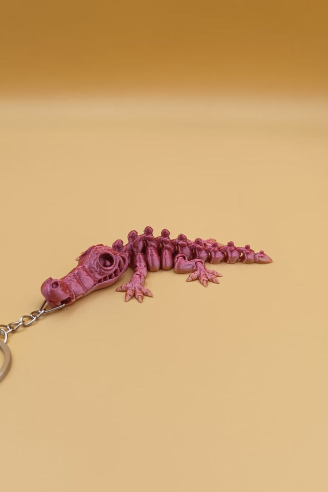 Hareketli Renk Geçişli Timsah Anahtarlık(Büyük Boy:12CM) - Hareketli Anahtarlık Çanta Süsü Charm Pembe