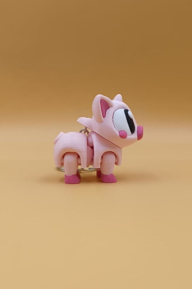 Pembe Sevimli Domuzcuk Hareketli Anahtarlık Çanta Süsü Charm