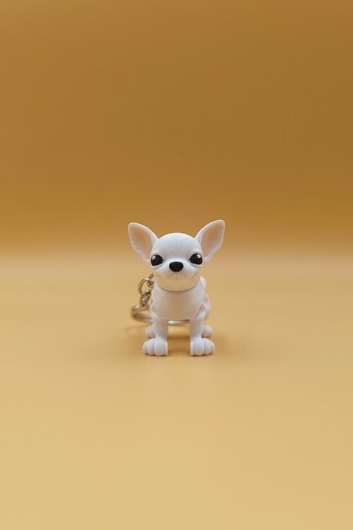 Hareketli Sevimli Çivava (Chihuahua) Köpek Anahtarlık Çanta Süsü Charm Beyaz