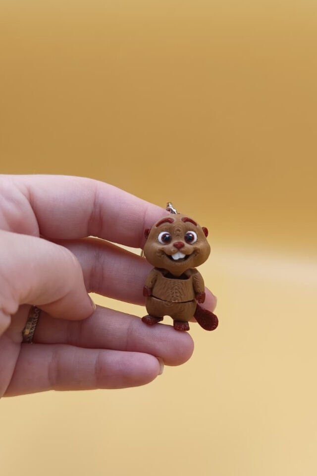 Hareketli Sevimli Kunduz Anahtarlık(4CM) - Hareketli Anahtarlık Çanta Süsü Charm