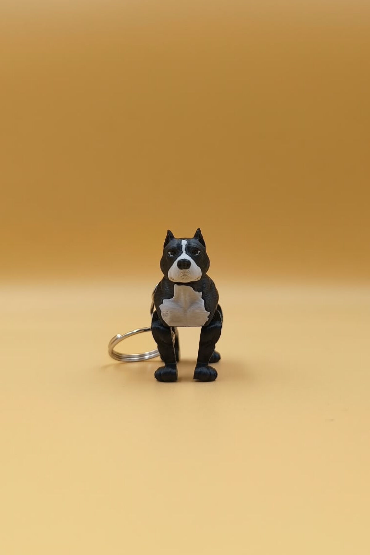 Hareketli Pitbull Figürlü Anahtarlık Siyah