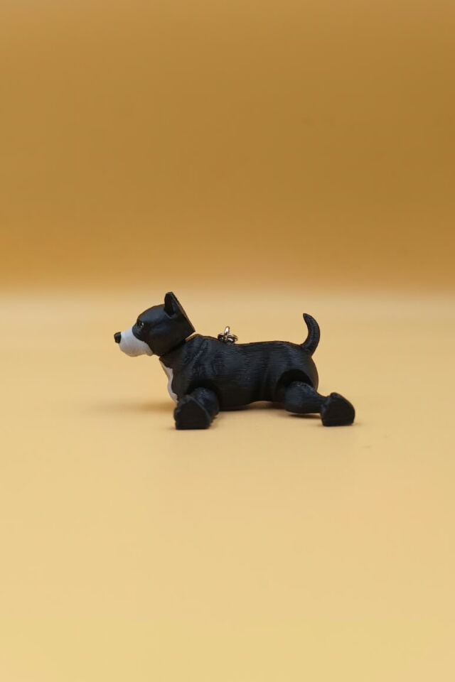 Hareketli Pitbull Figürlü Anahtarlık Siyah