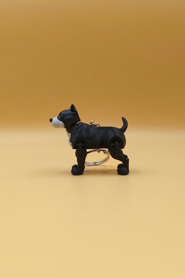Hareketli Pitbull Figürlü Anahtarlık Siyah