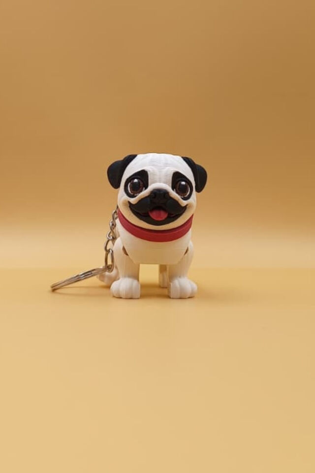 Sevimli Pug Köpek (Büyük Boy) Hareketli Anahtarlık Çanta Süsü Charm