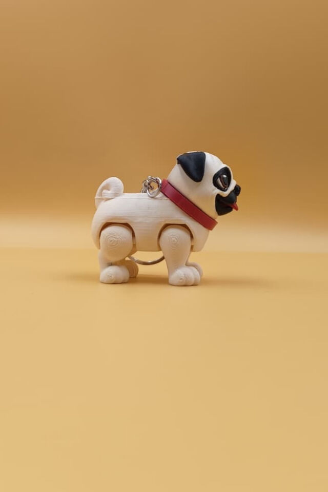 Sevimli Pug Köpek (Büyük Boy) Hareketli Anahtarlık Çanta Süsü Charm