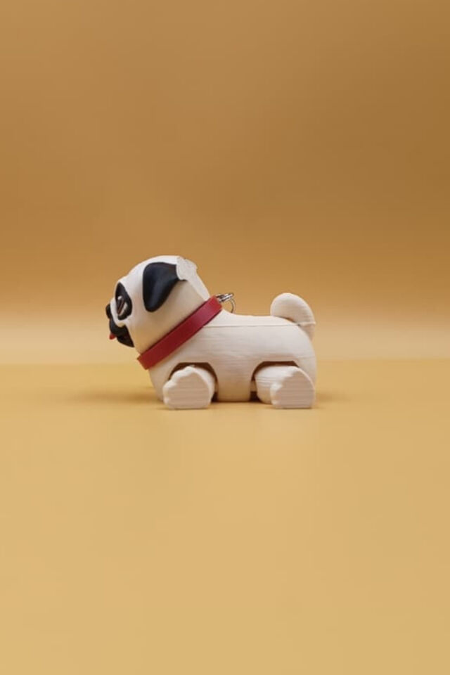 Sevimli Pug Köpek (Büyük Boy) Hareketli Anahtarlık Çanta Süsü Charm