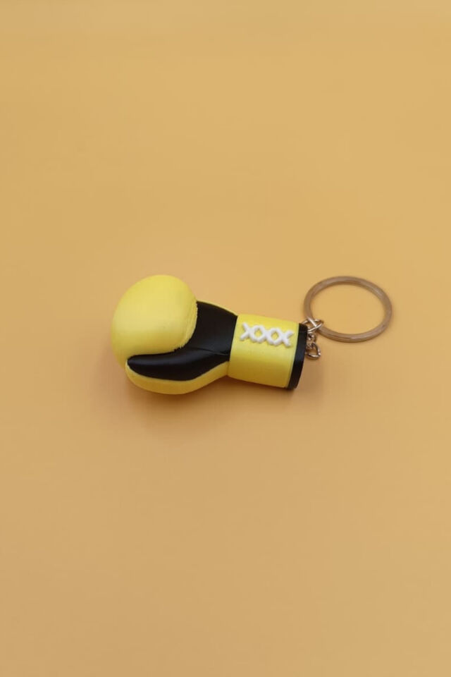 Boks Eldiveni Tasarımlı Anahtarlık & Çanta Süsü - Sporcu Hediyesi Büyük Boy:6CM (Farklı Renk Seçenekleriyle) Sarı