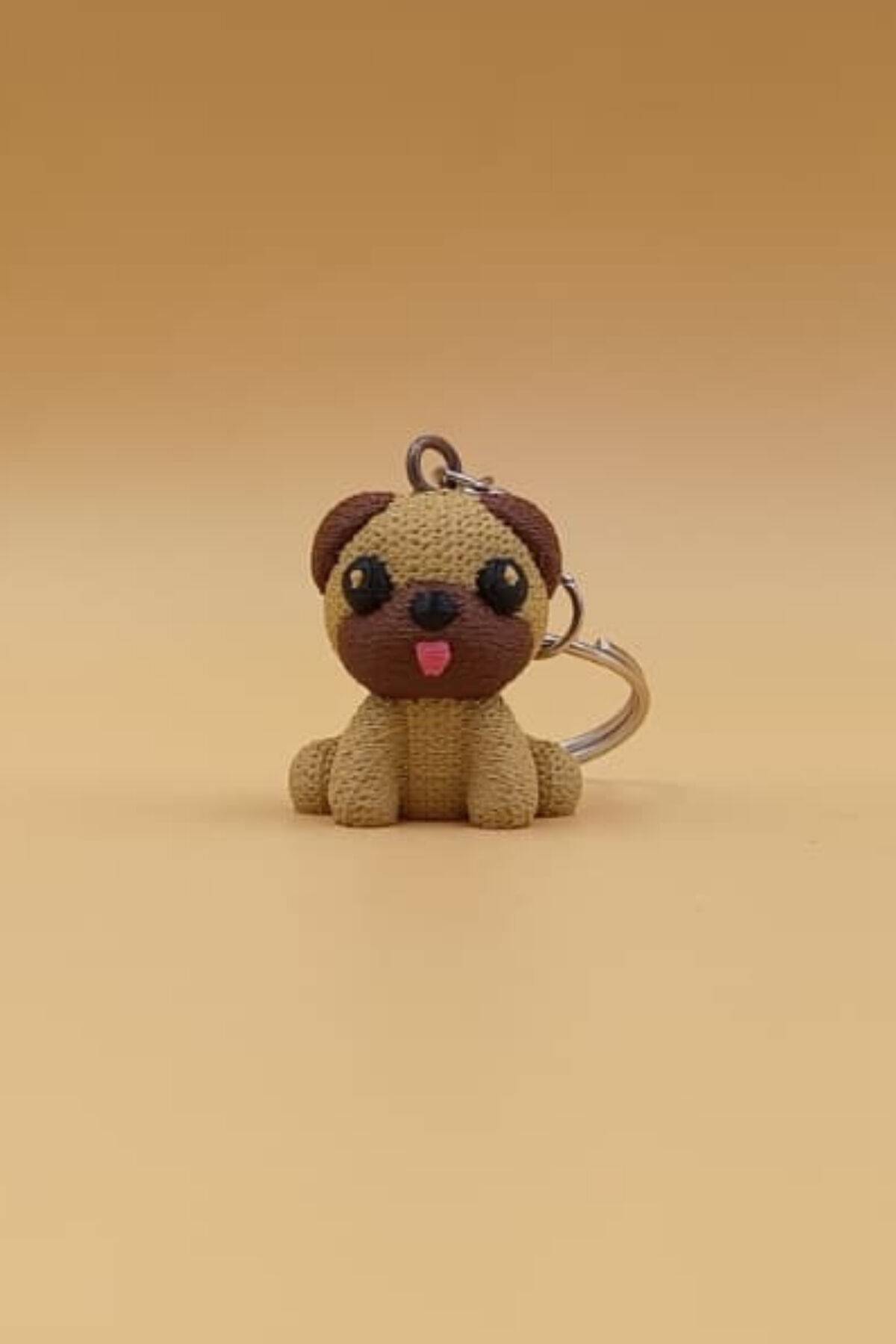 Örgü Desenli Pug Köpek Anahtarlık (Plastik)