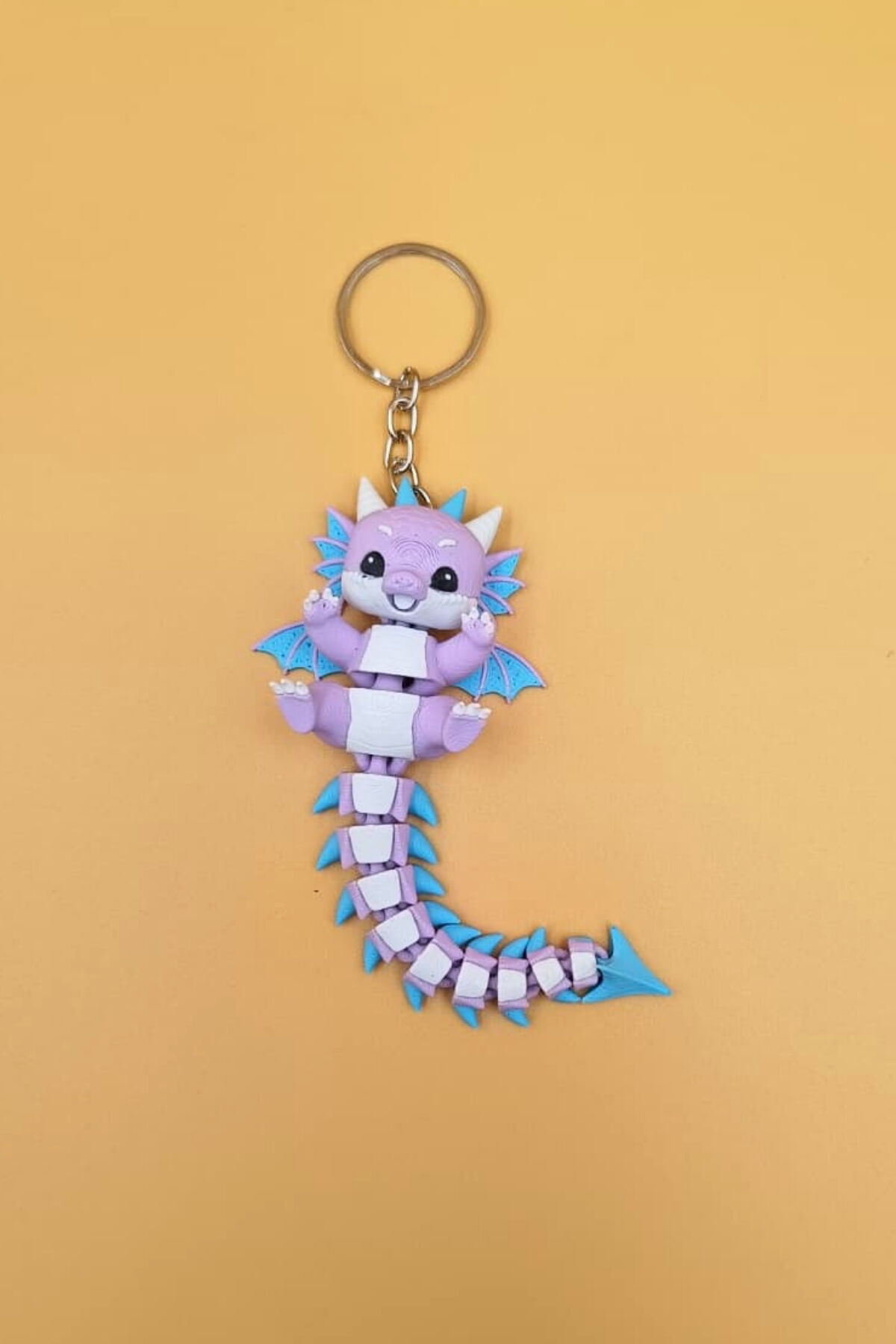 Uzun Kuyruk Serisi Sevimli Ejderha Figürlü Hareketli Anahtarlık (Büyük Boy-12CM) - Çanta Süsü Charm