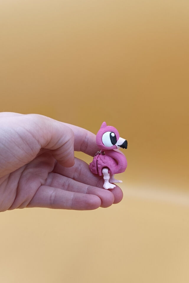 Şirin Flamingo Anahtarlık - Hareketli Anahtarlık Çanta Süsü Charm
