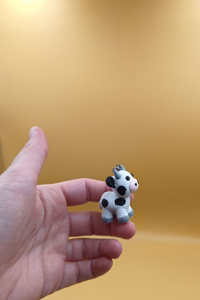 Örgü Desenli İnek Anahtarlık (Plastik)