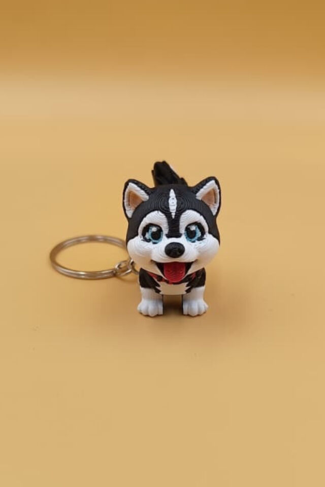 Sevimli Sibirya Kurdu (Husky) Köpek Hareketli Anahtarlık Çanta Süsü Charm