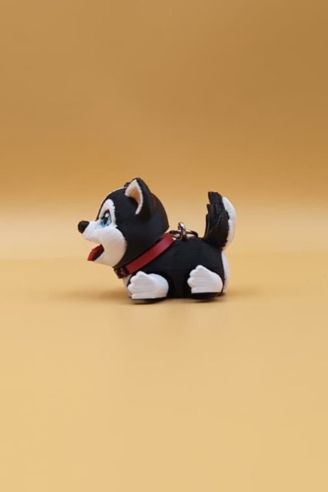 Sevimli Sibirya Kurdu (Husky) Köpek Hareketli Anahtarlık Çanta Süsü Charm