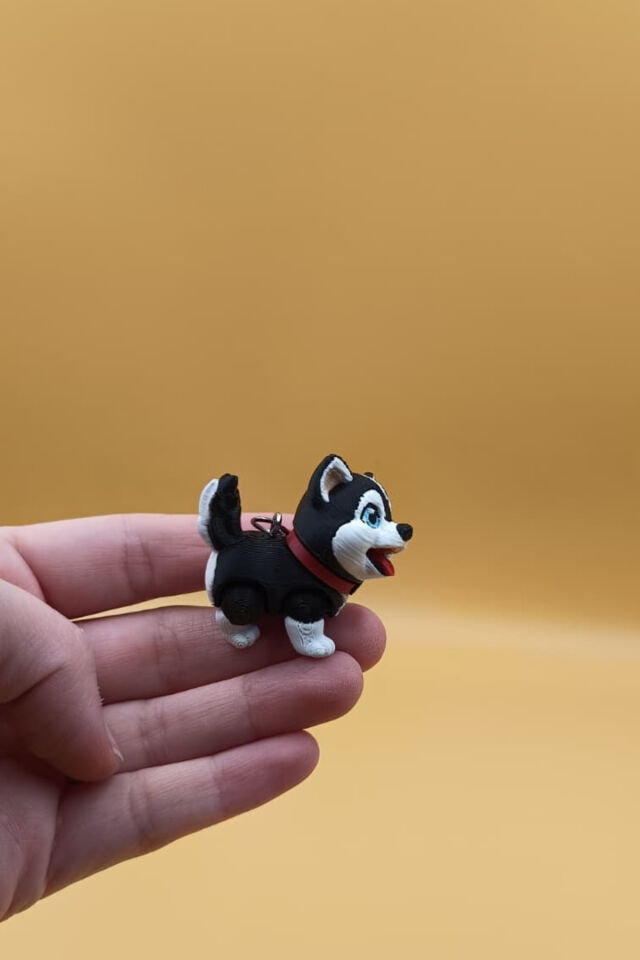 Sevimli Sibirya Kurdu (Husky) Köpek Hareketli Anahtarlık Çanta Süsü Charm