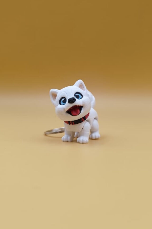 Sevimli Sibirya Kurdu (Husky) Köpek Hareketli Anahtarlık Çanta Süsü Charm