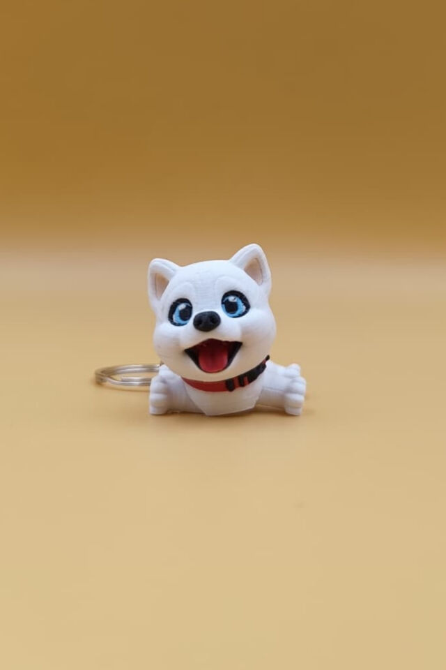 Sevimli Sibirya Kurdu (Husky) Köpek Hareketli Anahtarlık Çanta Süsü Charm