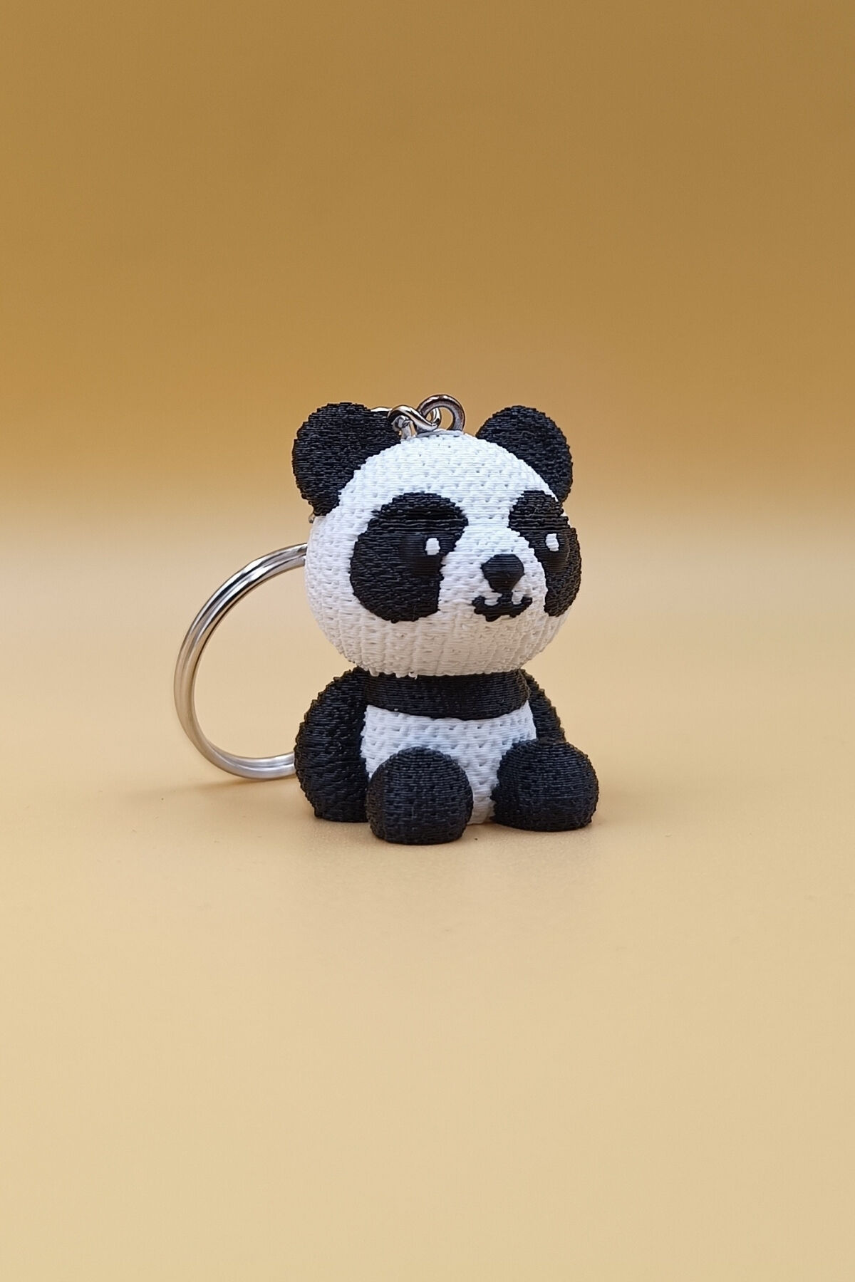 Örgü Desenli Panda Anahtarlık (Plastik)