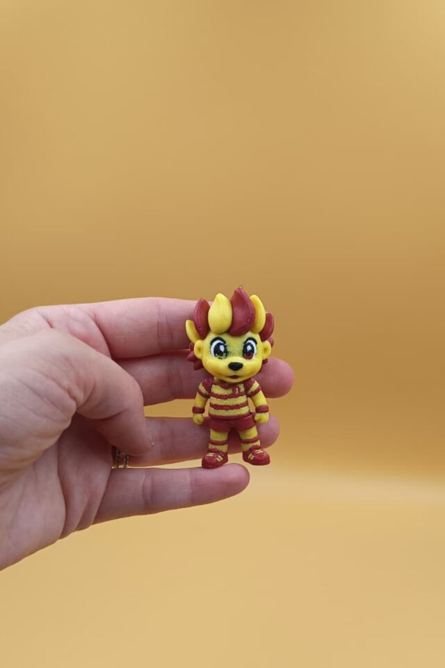 Hareketli 3D Tasarım Sarı Kırmızı Aslan Figürlü Anahtarlık Çanta Süsü Çharm