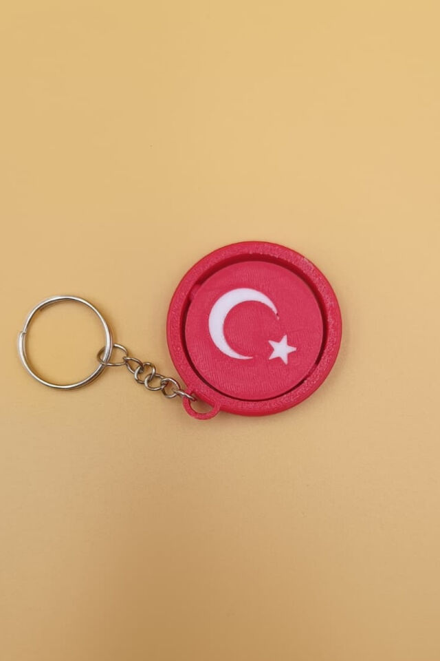 Hareketli Ay Yıldız Türk Bayrağı Anahtarlık