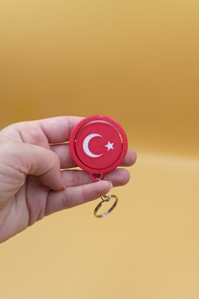 Hareketli Ay Yıldız Türk Bayrağı Anahtarlık