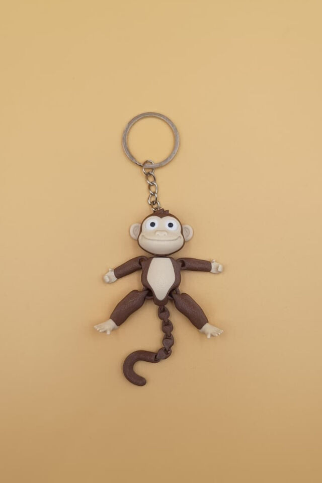 Hareketli Sevimli Maymun Figürlü Anahtarlık (Büyük Boy:10CM) - Hediyelik Çanta Süsü ve Araba Anahtarlığı