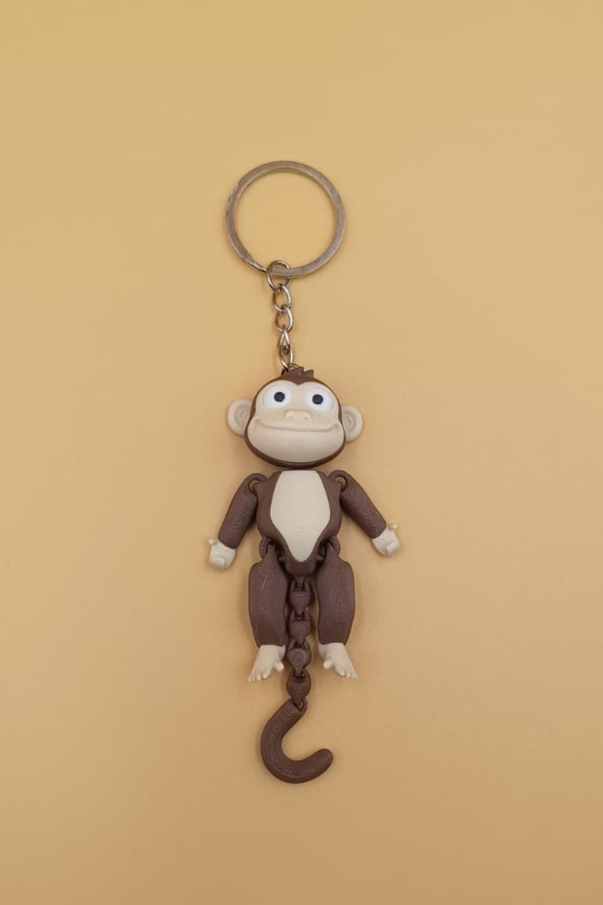 Hareketli Sevimli Maymun Figürlü Anahtarlık (Büyük Boy:10CM) - Hediyelik Çanta Süsü ve Araba Anahtarlığı Kahverengi